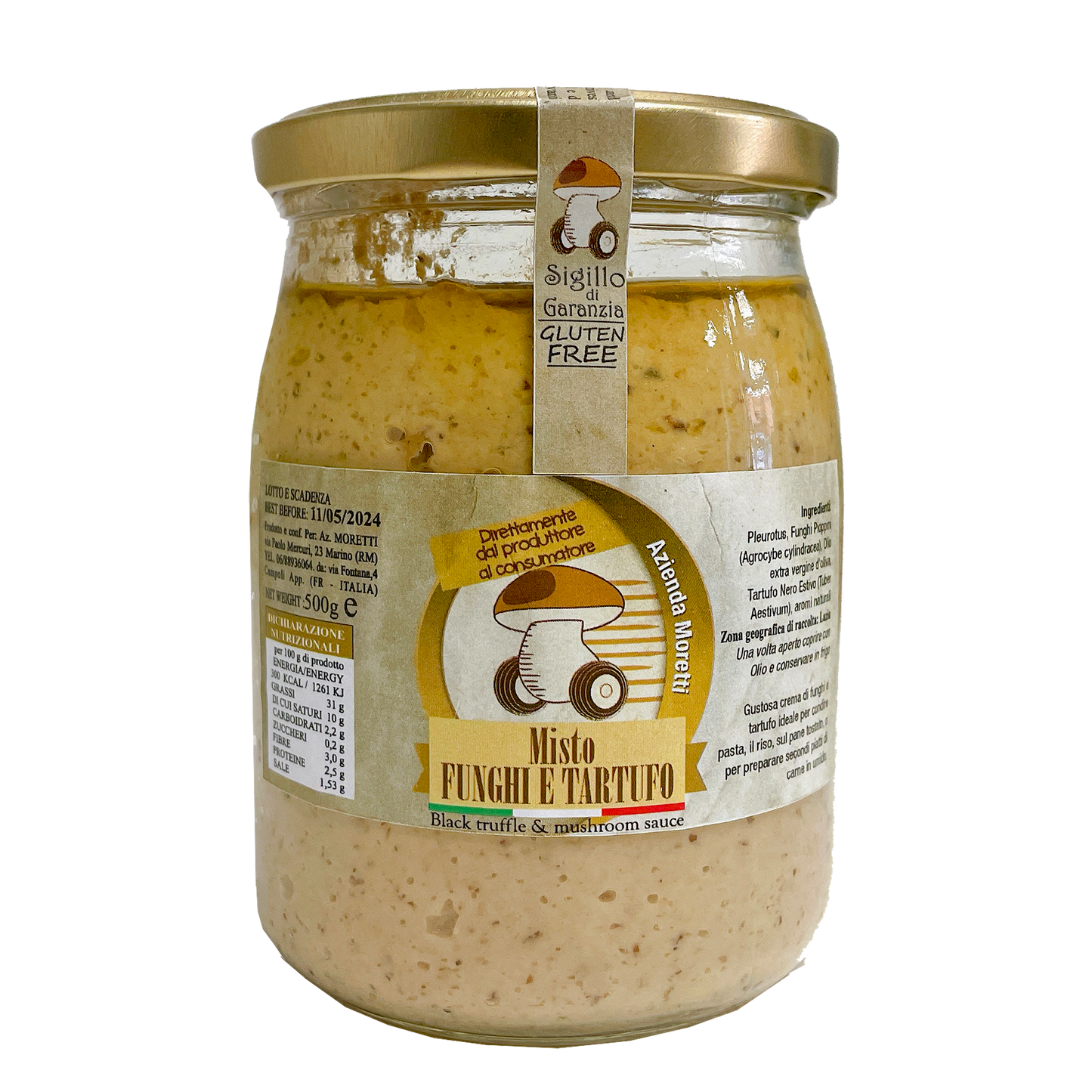 Misto funghi Pleurotus e Pioppino di grotta con tartufo nero Lazio vasetto 500g
