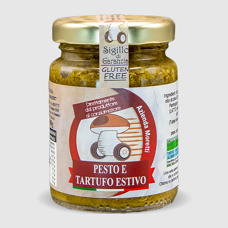 Pesto al tartufo con basilico fresco e tartufo nero raccolto nel Lazio vasetto 90g