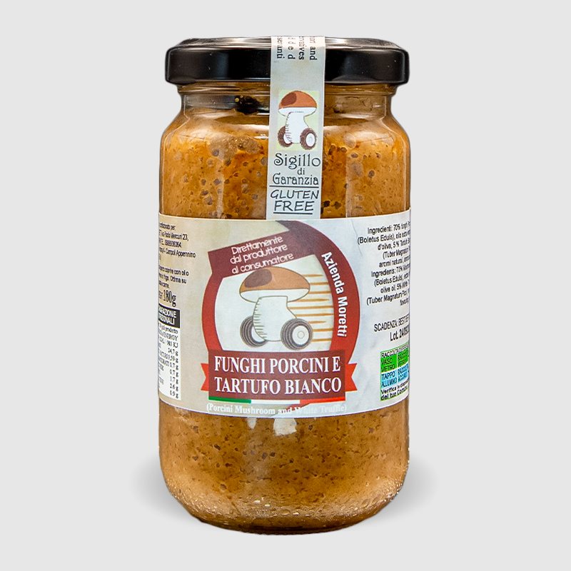 Crema di porcini e tartufo bianco del Lazio produzione artigianale vasetto 180g