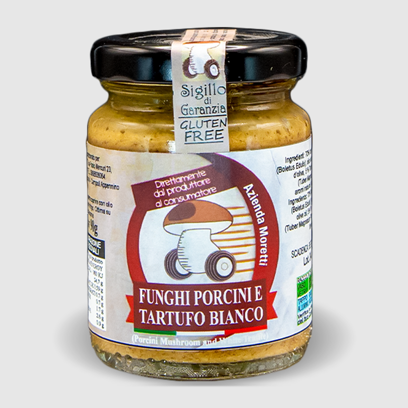 Crema di porcini e tartufo bianco del Lazio produzione artigianale vasetto 90g