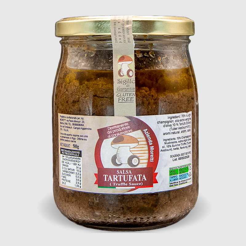 Salsa tartufata classica con champignon e tartufo nero raccolto nel Lazio vasetto 500g