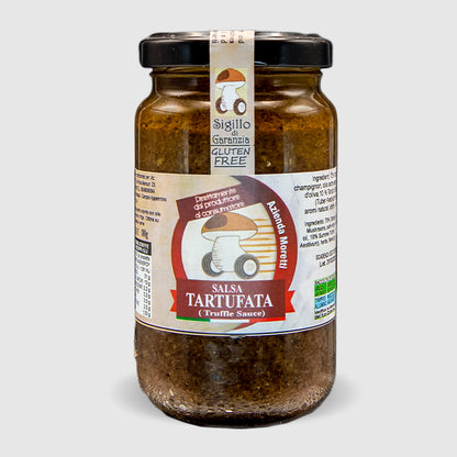 Vasetto di salsa tartufata Moretti presente nel Kit Cena Speciale.