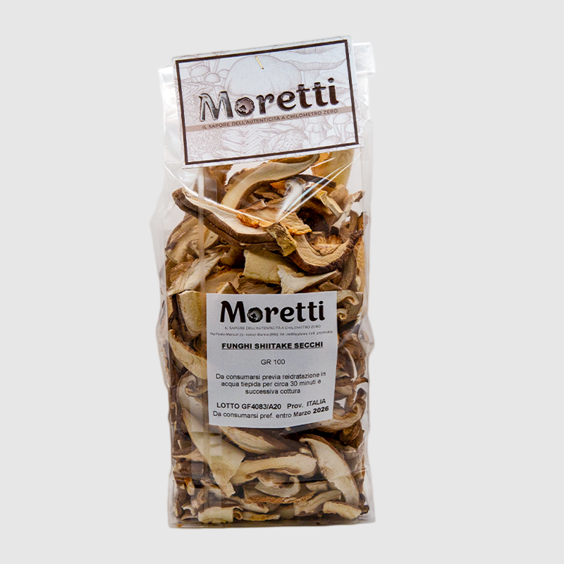 Funghi Shiitake secchi coltivati in grotta nel Lazio confezione 100g