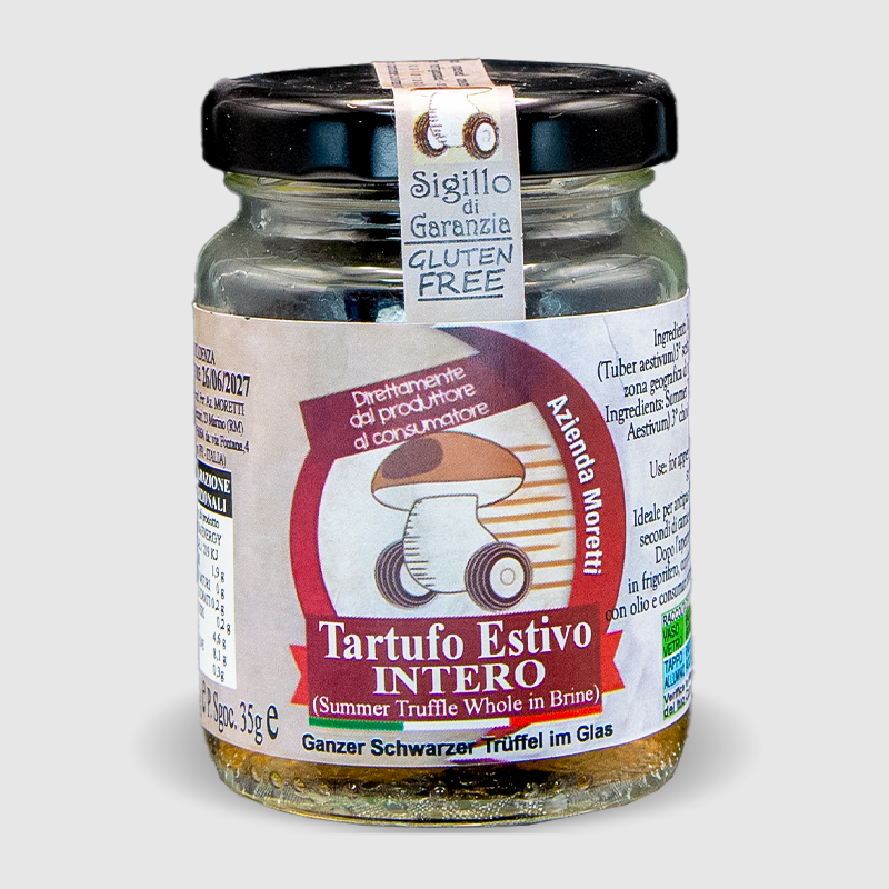 Tartufo nero estivo intero conservato nel succo naturale Lazio km 0 vasetto 90g