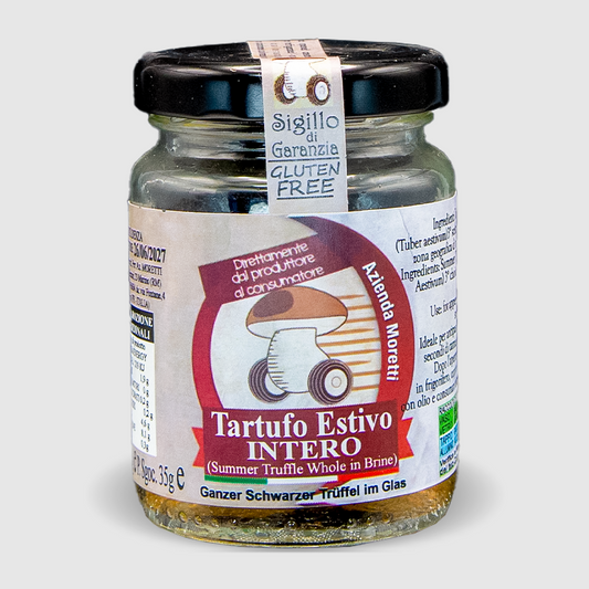 Tartufo nero estivo intero conservato nel succo naturale Lazio km 0 vasetto 90g
